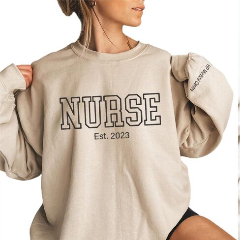 GODMERCH Custom Embroidered Nurse Sweatshirts, Custom Sweatshirt Design Your Own, Nurse Sweatshirts For Women, Nursing Sweatshirt, Gift Ideas For Nurses, Nurse Gifts For Women, Gifts For Nurses Day in Kuwait