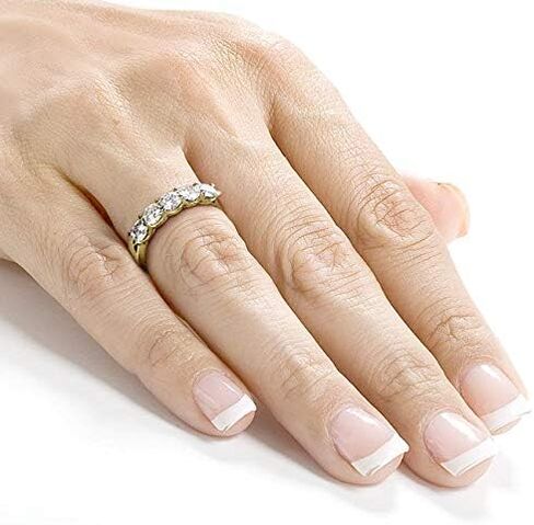 Kobelli Five Stone 4/5 Carat TGW Round Brilliant Near Colorless Moissanite (GH) Bridal Wedding Band in 14k Yellow Gold - Size 6.5 in Saudi Arabia