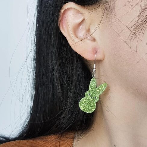 Easter Earrings for Women Glitter Bunny Drop Earrings Cute Colorful Acrylic Rabbit Dangle Earrings For Happy Easter Day Jewelry in Saudi Arabia
