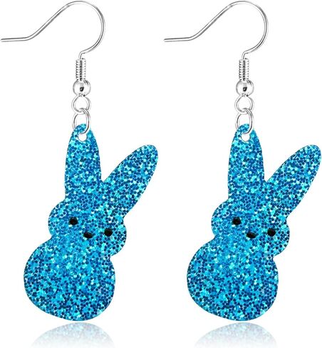 أقراط عيد الفصح للنساء أقراط متدلية على شكل أرنب لامع أقراط متدلية من الأكريليك الملون اللطيف لمجوهرات عيد الفصح السعيد in Kuwait