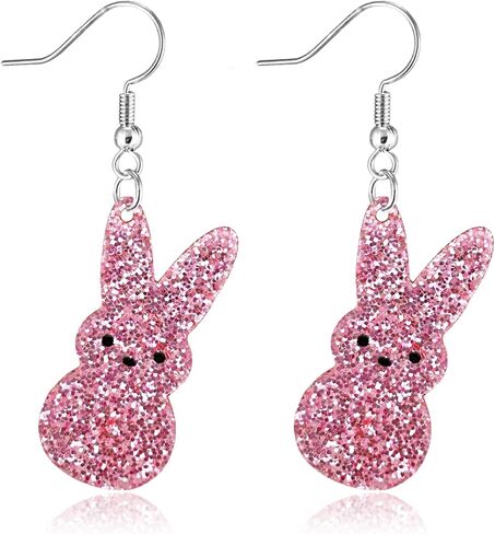 Easter Earrings for Women Glitter Bunny Drop Earrings Cute Colorful Acrylic Rabbit Dangle Earrings For Happy Easter Day Jewelry in Saudi Arabia