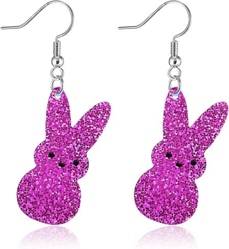 Easter Earrings for Women Glitter Bunny Drop Earrings Cute Colorful Acrylic Rabbit Dangle Earrings For Happy Easter Day Jewelry in Saudi Arabia