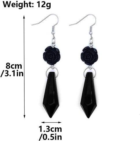 Goth Bat Halloween Earrings,Black Crystal Dangle Earrings for Women,Weird Vampire Hook Earrings for Women in Saudi Arabia