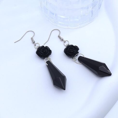 Goth Bat Halloween Earrings,Black Crystal Dangle Earrings for Women,Weird Vampire Hook Earrings for Women in Saudi Arabia
