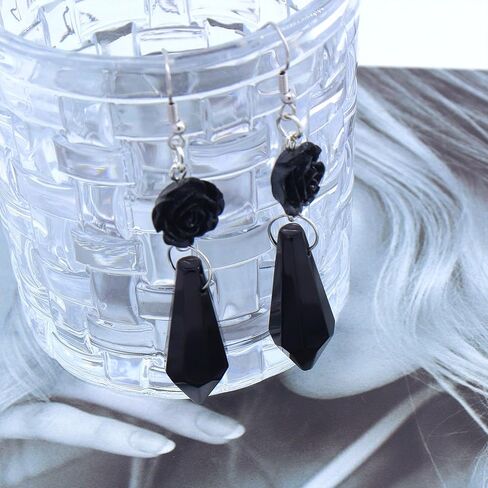 Goth Bat Halloween Earrings,Black Crystal Dangle Earrings for Women,Weird Vampire Hook Earrings for Women in Saudi Arabia