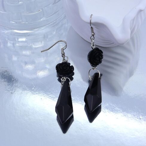 Goth Bat Halloween Earrings,Black Crystal Dangle Earrings for Women,Weird Vampire Hook Earrings for Women in Saudi Arabia