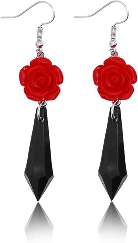 Goth Bat Halloween Earrings,Black Crystal Dangle Earrings for Women,Weird Vampire Hook Earrings for Women in Saudi Arabia