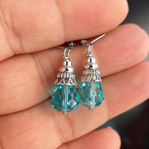 Natural Simple Single Stone Drop Earrings,Silver Real Genuine Crystal Quartz Gemstone Statement Dangle Earrings for Women Her in Saudi Arabia