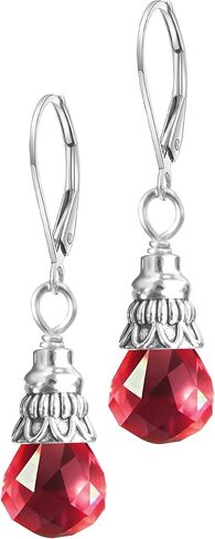 Natural Simple Single Stone Drop Earrings,Silver Real Genuine Crystal Quartz Gemstone Statement Dangle Earrings for Women Her in Saudi Arabia