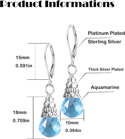 Natural Simple Single Stone Drop Earrings,Silver Real Genuine Crystal Quartz Gemstone Statement Dangle Earrings for Women Her in Saudi Arabia