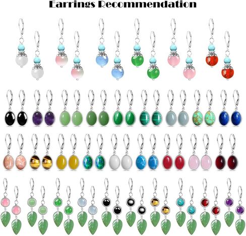 Natural Simple Single Stone Drop Earrings,Silver Real Genuine Crystal Quartz Gemstone Statement Dangle Earrings for Women Her in Saudi Arabia