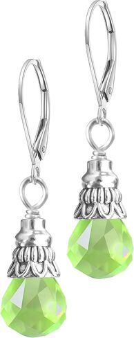 Natural Simple Single Stone Drop Earrings,Silver Real Genuine Crystal Quartz Gemstone Statement Dangle Earrings for Women Her in Saudi Arabia
