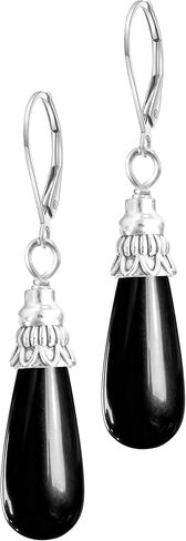 Natural Simple Single Stone Drop Earrings,Silver Real Genuine Crystal Quartz Gemstone Statement Dangle Earrings for Women Her in Saudi Arabia