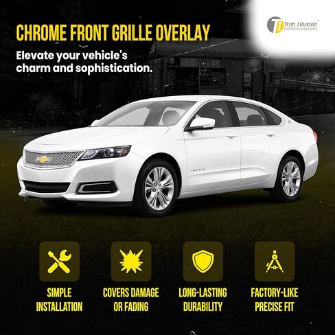 Trim Illusion Patented Tech ABS460 Tape On Chrome Grille Overlay Insert Trim Compatible with 13-20 Chevrolet Impala - 1 Piece in Saudi Arabia