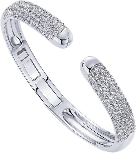 PAVOI 14K Gold Plated Cubic Zirconia Pave Bangle for Women | Cuff Bracelet in Saudi Arabia