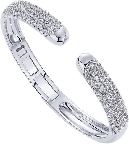 PAVOI 14K Gold Plated Cubic Zirconia Pave Bangle for Women | Cuff Bracelet in Saudi Arabia