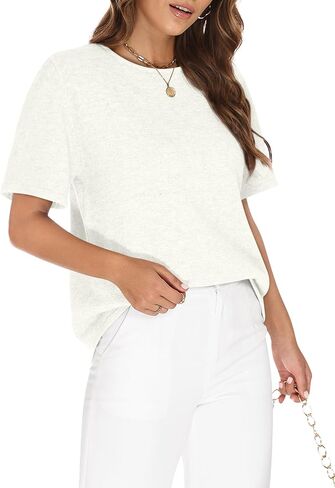Sweaters for Women Short Sleeve Oversized Crew Neck Knitted Pullover Sweater Trendy Casual Loose Fit Summer Tops in Saudi Arabia