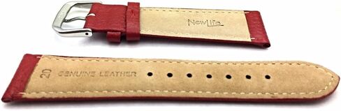 NewLife 20mm Red Genuine Leather Watchband | Matte Quality, Smooth Replacement Wrist Watchstrap that brings to Any Watch (Mens Standard Length) in Saudi Arabia
