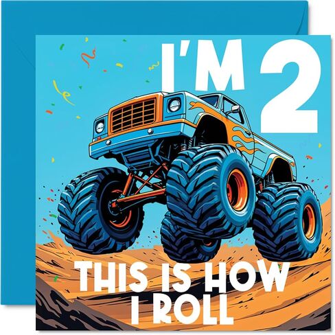 Stuff4 4th Birthday Cards for Boys - Monster Truck This Is How I Roll - Happy Birthday Card for 4 Year Old Boy Grandson Great Nephew Cousin Nephew, 5.7 Inch Bday Greeting Cards in Saudi Arabia