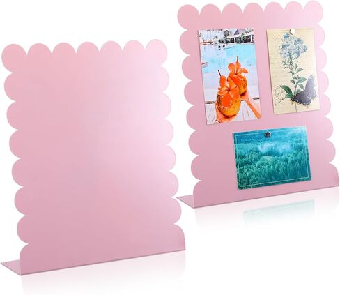 Gueevin 2 Pcs Magnet Board Standing Magnetic Metal Board for Desk and Wall Scalloped Magnetic Display Stand for Memos Photos and Documents Home Office School Desk Storage Decoration(White,Medium) in Saudi Arabia