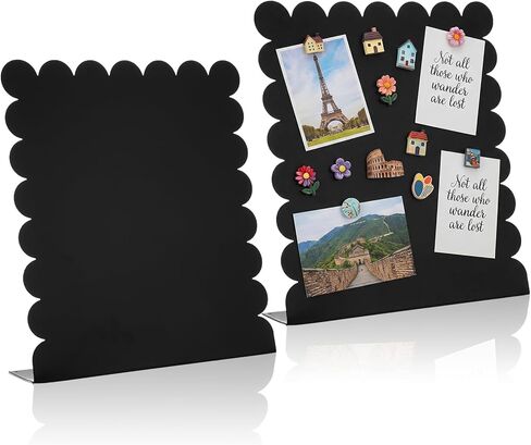 Gueevin 2 Pcs Magnet Board Standing Magnetic Metal Board for Desk and Wall 12.6" x 11" Scalloped Magnetic Display Stand for Memos, Photos and Documents Home Office School Supplies(Pink) in Saudi Arabia