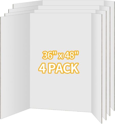4 Pack Trifold Poster Board 36"x48" - White Foldable Corrugated Display Board, Tri fold Presentation Board, Extra Large Project Boards for School Projects, Science Fair, Graduation Exhibitions in Saudi Arabia