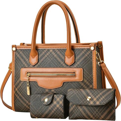 المحافظ وحقائب اليد للنساء، 3 قطع حقائب يد نسائية من جلد البولي يوريثان، حقيبة كتف بمقبض علوي وحقائب محفظة in Kuwait