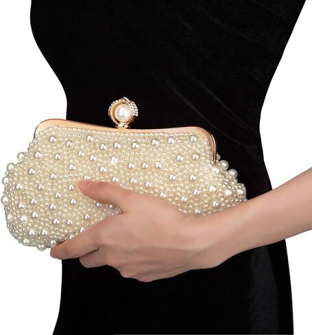Evening Bag,Veyiina Nero Women's Clutches & Evening Handbags Pearl Bags for Wedding Party Date Clutch Purse,Women's Shoulder Handbags in Saudi Arabia