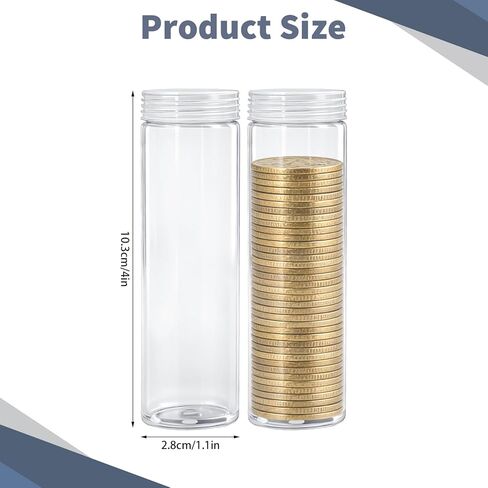 42 Pcs Coin Storage Tube with Screw On Caps Long Term Coin Storage Tube Plastic Cent Holders for Collection Supplies Bank Rolls in Kuwait