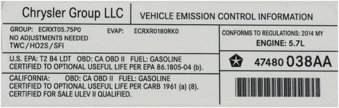 Mopar 47480038AA LABEL VEHICLE EMISSION CONTROL IN in Saudi Arabia