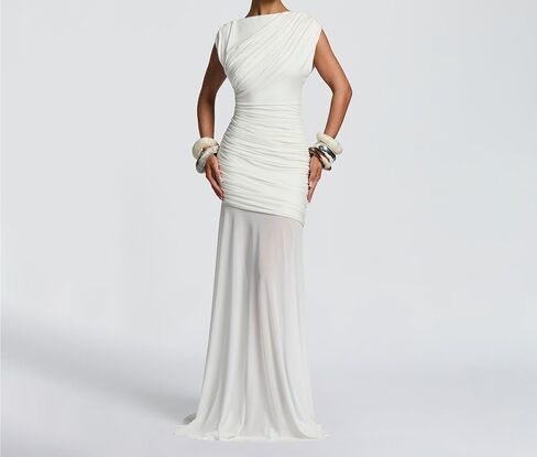 HENGEN 2025 Autumn New Pleated Women's Sleeveless Long Dress, Fashionable and Sexy Hip Hugging Dress in Kuwait