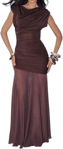 HENGEN 2025 Autumn New Pleated Women's Sleeveless Long Dress, Fashionable and Sexy Hip Hugging Dress in Kuwait