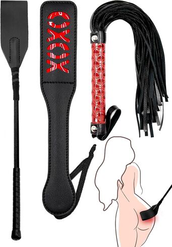 Horse Leather Crop and Red Faux Whip Set, 12" Riding Crop and 15" Whip for Training, Jumping and Equestrian Sport in Saudi Arabia