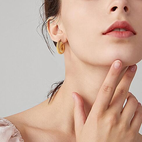 Ornaland Hoop Earrings for Women 24K Gold Plated Chunky Vintage Hoop Earrings Gifts for Girlfriend Lovers Mother in Saudi Arabia