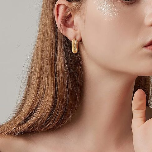 Ornaland Hoop Earrings for Women 24K Gold Plated Chunky Vintage Hoop Earrings Gifts for Girlfriend Lovers Mother in Saudi Arabia