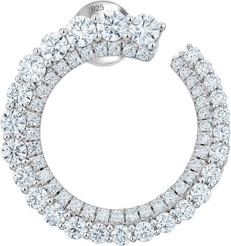 D-Color VVS1 Moissanite Hoop Earrings for Women 1 Pair 925 Sterling Silver Earrings Double Row Round Cut Pave Daily Wedding in Saudi Arabia