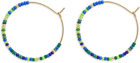 Gold Colorful Beaded Hoop Earrings for Women, Boho Handmade Rainbow Small Beads Circle Hoops Earings Hypoallergenic Holiday Prom Jewelry Gift in Saudi Arabia