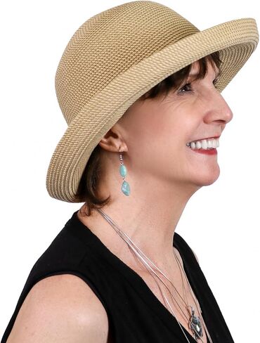 Hats Scarves & More Sun Hat for Petite Women with Small Heads 50+ UPF Adjustable Small Brim Packable Sausalito in Saudi Arabia