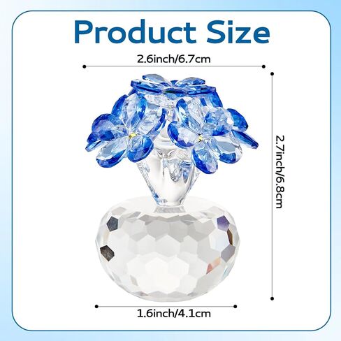 Blue Crystal Flower Figurine Forget Me Not Crystal Decoration Gifts for Mom Wife Handmade Glass Flower Figurine for Home Office Tabletop Collectibles in Kuwait