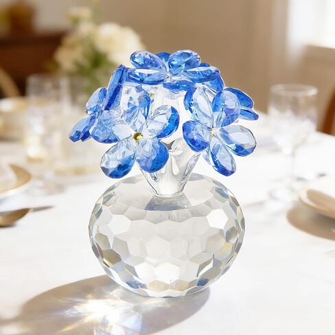 Blue Crystal Flower Figurine Forget Me Not Crystal Decoration Gifts for Mom Wife Handmade Glass Flower Figurine for Home Office Tabletop Collectibles in Kuwait