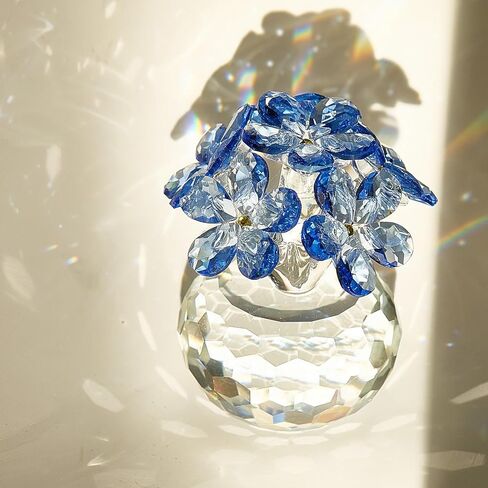 Blue Crystal Flower Figurine Forget Me Not Crystal Decoration Gifts for Mom Wife Handmade Glass Flower Figurine for Home Office Tabletop Collectibles in Kuwait