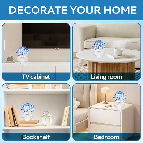 Blue Crystal Flower Figurine Forget Me Not Crystal Decoration Gifts for Mom Wife Handmade Glass Flower Figurine for Home Office Tabletop Collectibles in Kuwait