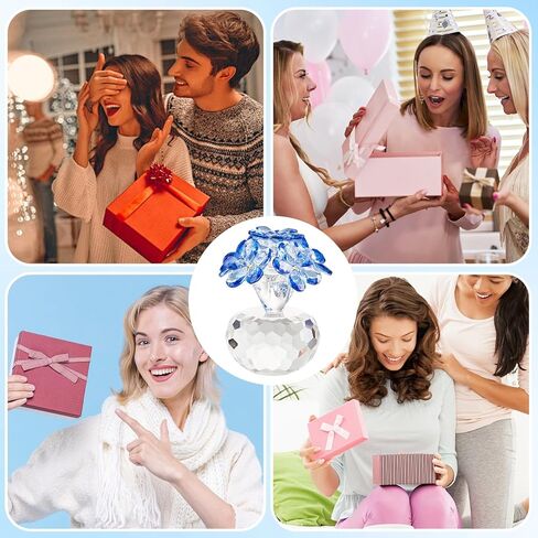 Blue Crystal Flower Figurine Forget Me Not Crystal Decoration Gifts for Mom Wife Handmade Glass Flower Figurine for Home Office Tabletop Collectibles in Kuwait