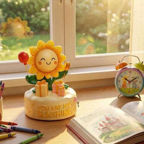 Bowu You are My Sunshine Music Box Decor – Sunflower Figurine with Wind up, Collectible Gift for Mom, Daughter, Girlfriend, Desk & Home Ornament in Kuwait