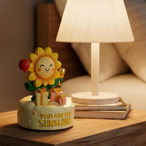 Bowu You are My Sunshine Music Box Decor – Sunflower Figurine with Wind up, Collectible Gift for Mom, Daughter, Girlfriend, Desk & Home Ornament in Kuwait