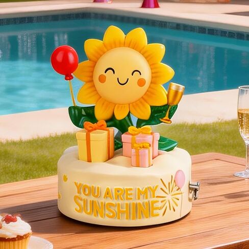 Bowu You are My Sunshine Music Box Decor – Sunflower Figurine with Wind up, Collectible Gift for Mom, Daughter, Girlfriend, Desk & Home Ornament in Kuwait