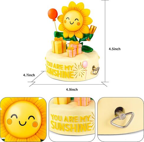 Bowu You are My Sunshine Music Box Decor – Sunflower Figurine with Wind up, Collectible Gift for Mom, Daughter, Girlfriend, Desk & Home Ornament in Kuwait