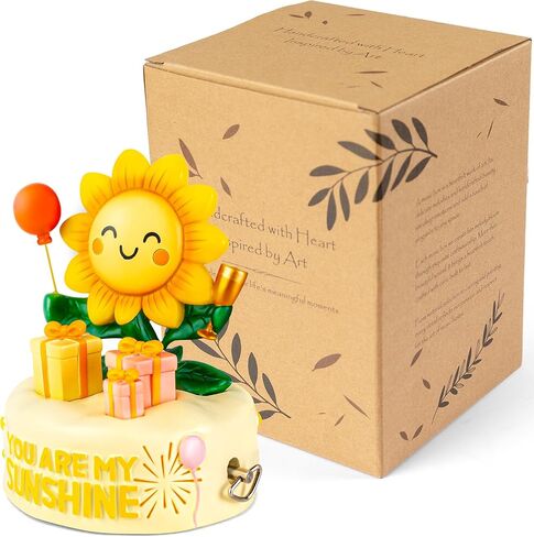 Bowu You are My Sunshine Music Box Decor – Sunflower Figurine with Wind up, Collectible Gift for Mom, Daughter, Girlfriend, Desk & Home Ornament in Kuwait