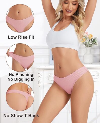 سراويل داخلية قطنية للنساء من Sunm Boutique، ملابس داخلية نسائية مثيرة منخفضة الارتفاع، سراويل داخلية قطنية مضلعة لا تظهر للسيدات in Kuwait