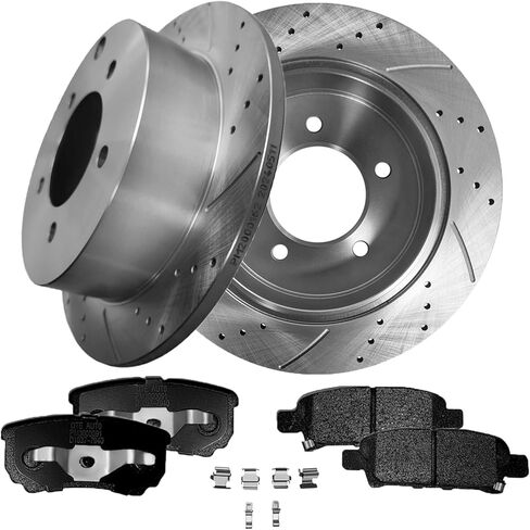 مجموعة PM Auto مكونة من 6 دوارات قرص فرامل مشقوقة خلفية 262 مم - خلفي D1037 7940 طقم وسادة فرامل سيراميك بديلة لـ 2011-2014 Chrysler 200 in Saudi Arabia